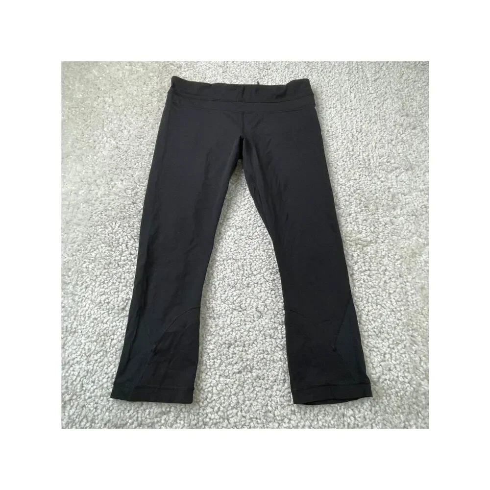Lululemon Run Inspire Crop Legging Black Womens 8 FLAW